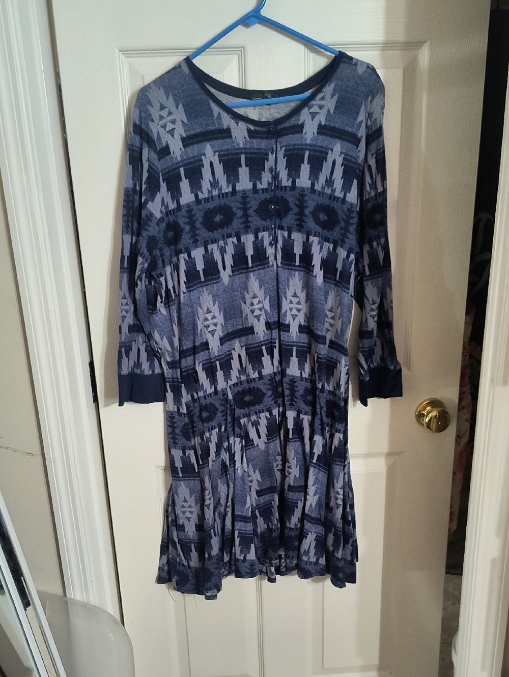 Ralph Lauren Navy and White Patterned Dress